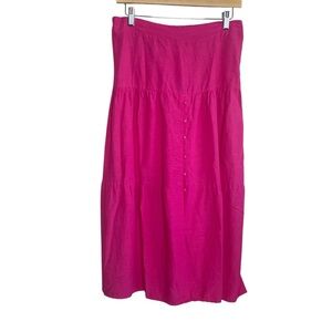 Midnight Sky Women Skirt LG Pink Tiered Button Down Midi Boho Peasant Hippie EUC